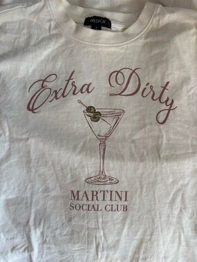 Wildfox White Tee with Mauve Martini Graphic